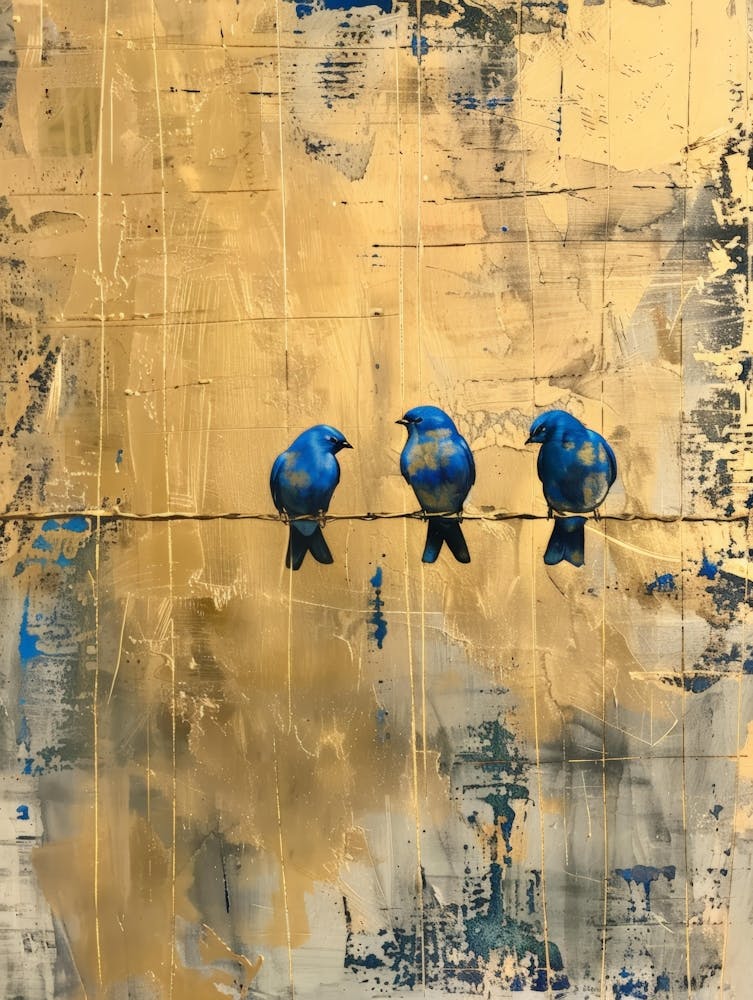 Blue Birds On A Wire 4