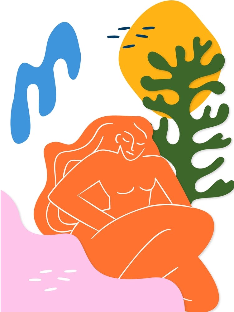 Frau am Meer Sommer Matisse-Stil