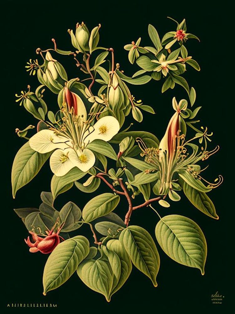 Honeysuckle 3 Floral Botanical Vintage Poster Flower