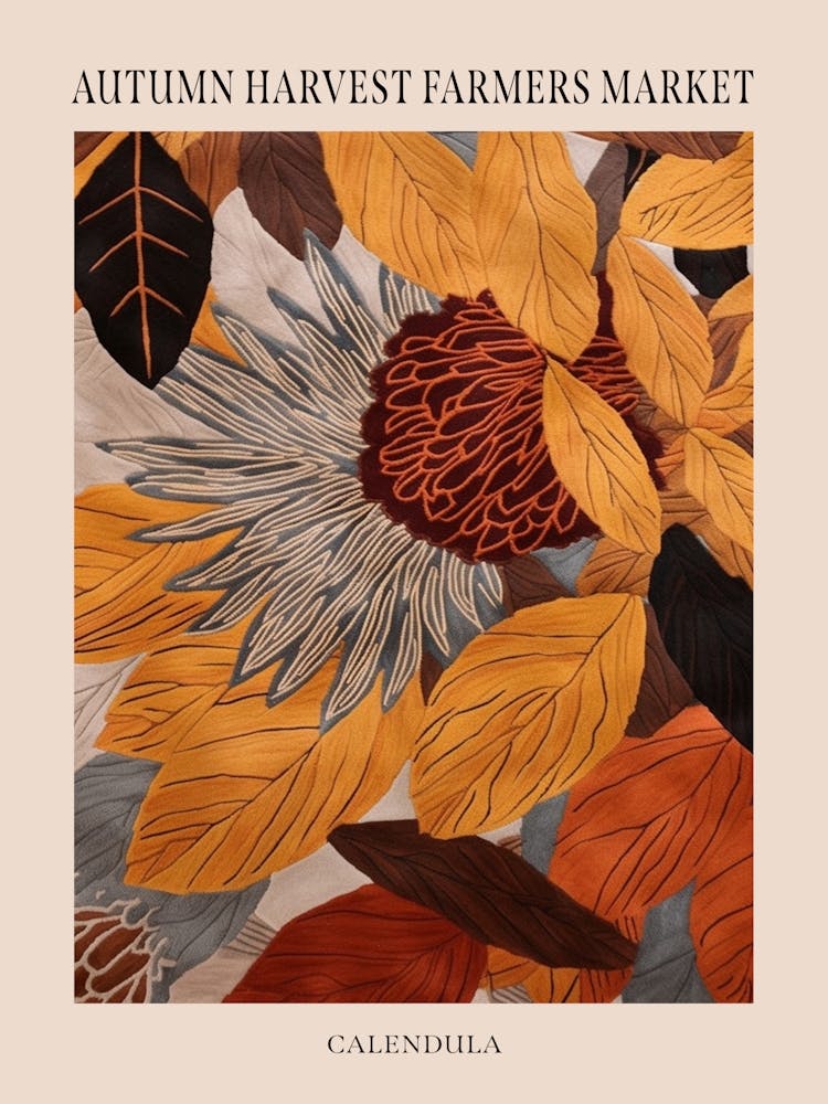 Herbstbotanik Ringelblume Poster