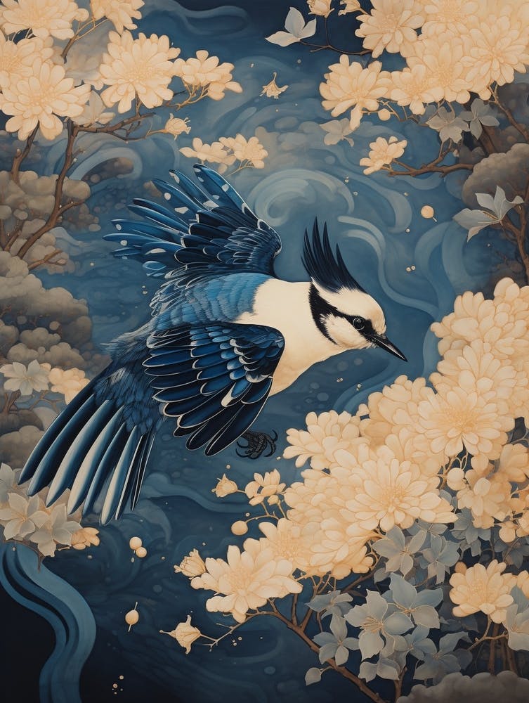 Blue Jay 1 Gold Detail Painting