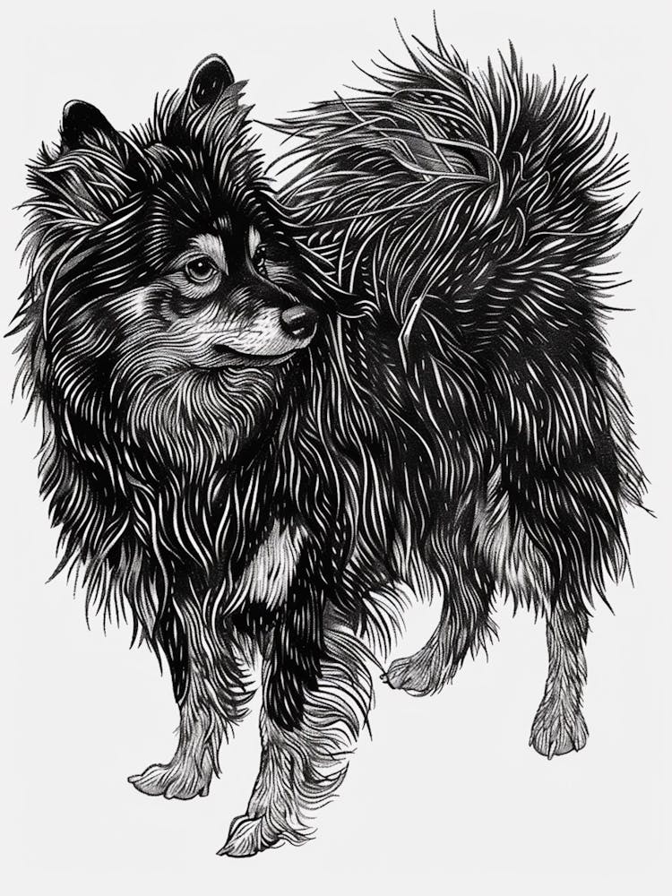 Finnish Lapphund Dog Line Sketch