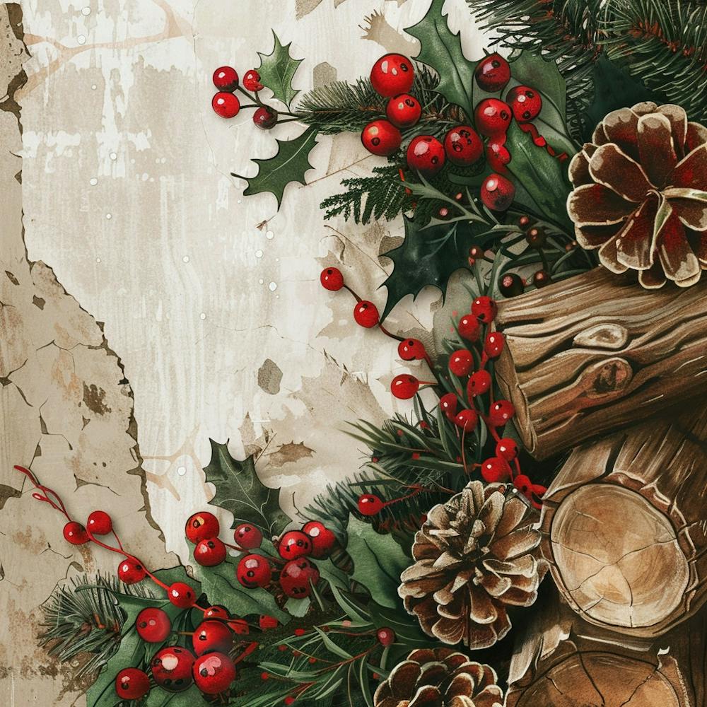 Yule Inspired Banner Texture With Mistletoe And
