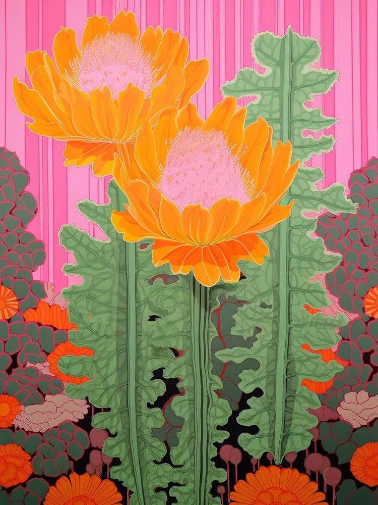 Mexican Style Cactus Illustration Turks Head Cactus 2