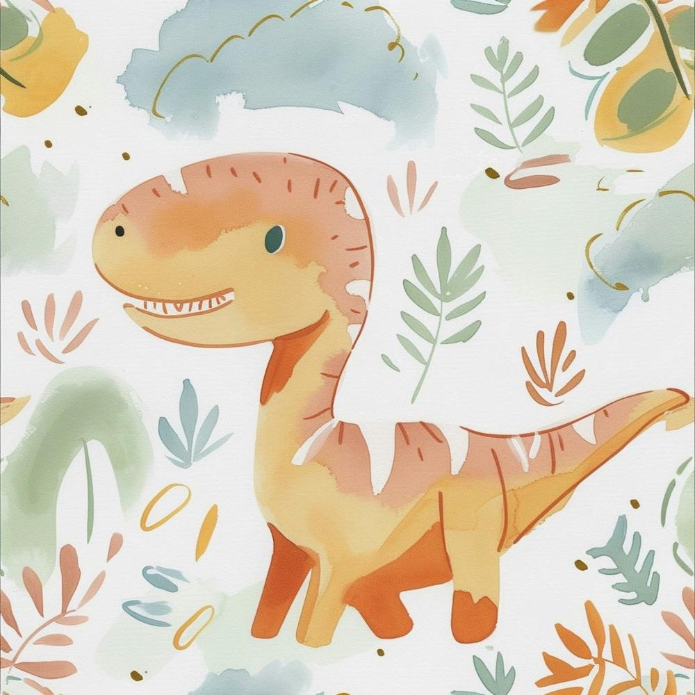 Allosaurus Dinosaur Muted Pastels Pattern 3