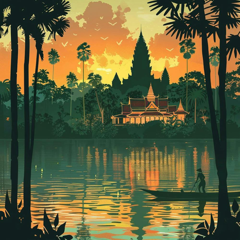 Sunset In Cambodia
