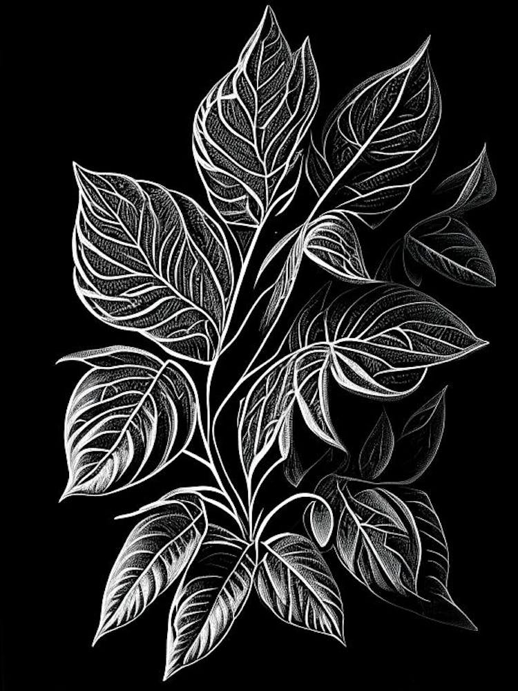Oregano Leaf Linocut 6