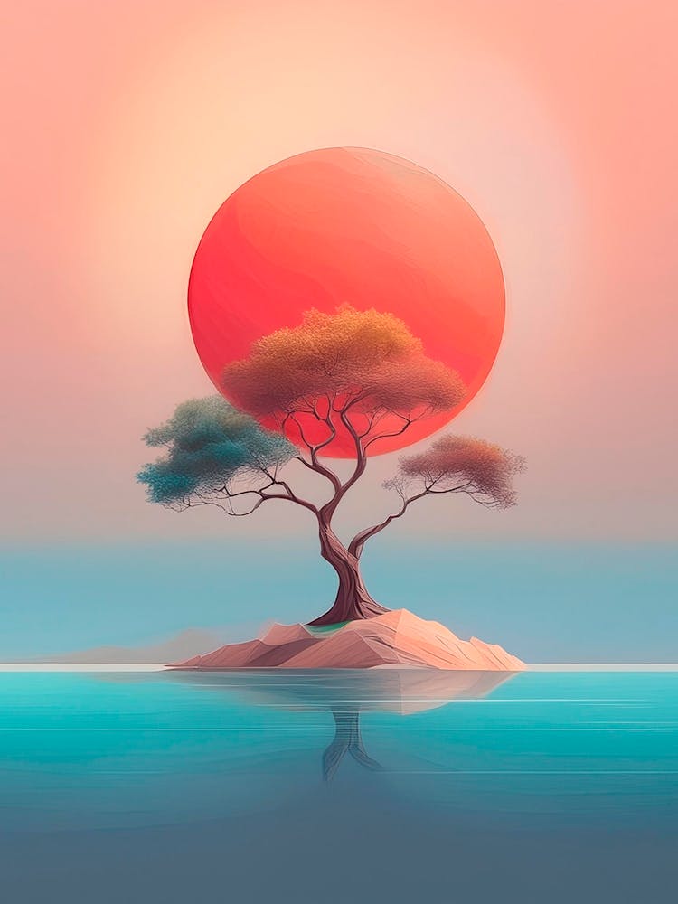 Lonely Tree At Sunset