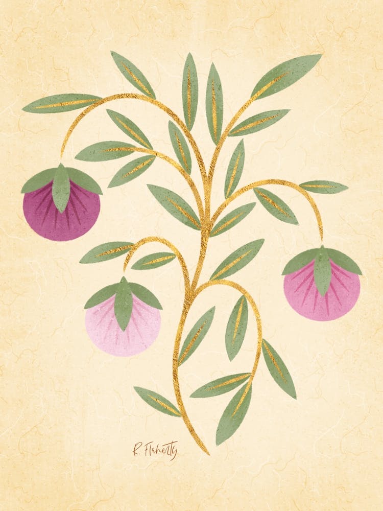 Vintage Pink and Gold Fruits