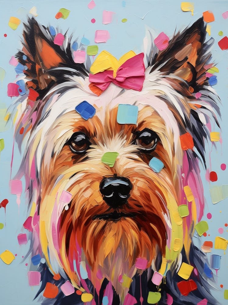 Yorkshire Terrier With A Bow Collage