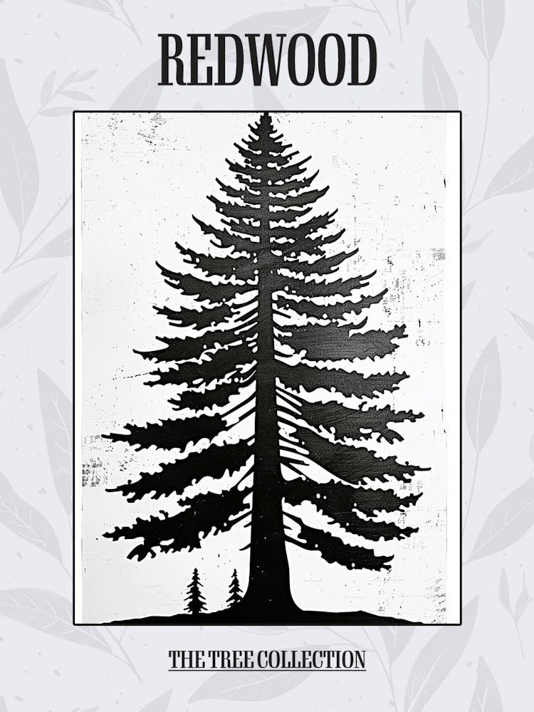 Redwood Tree Simple Geometric Nature Stencil 2 Poster