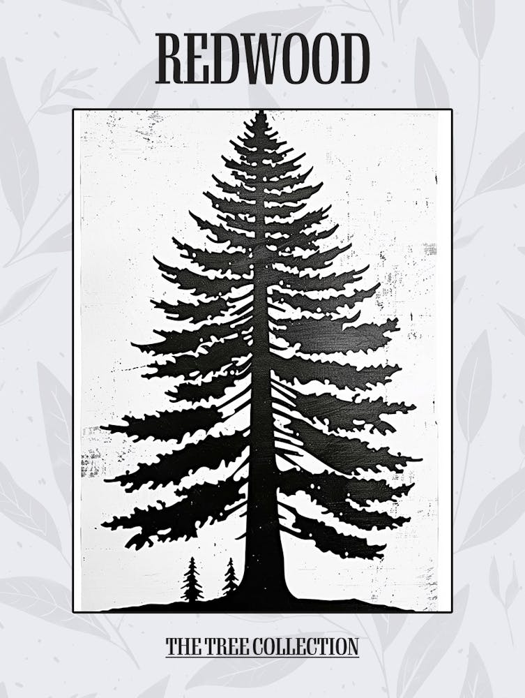 Redwood Tree Simple Geometric Nature Stencil 2 Poster