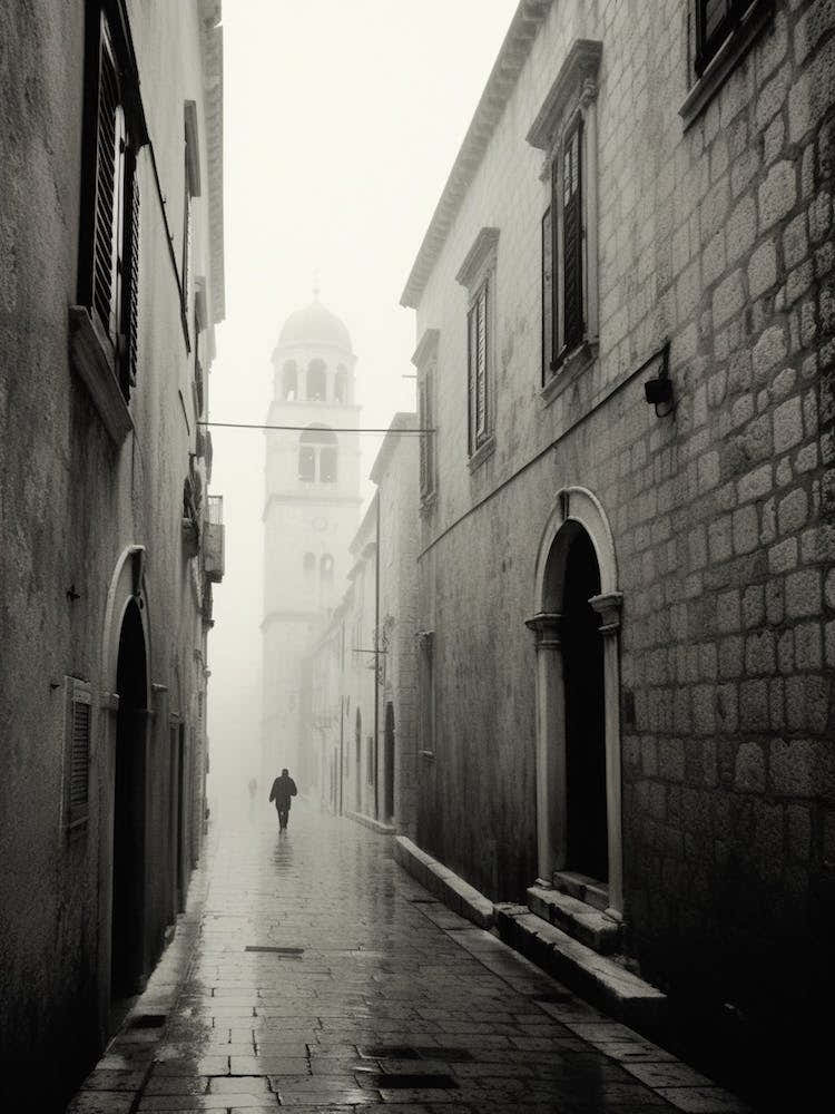 Dubrovnik, Croatie, Photographie Méditerranéenne Noir et Blanc Analogue 6