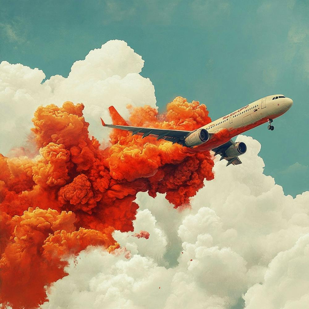 Orange Smoke Airplane
