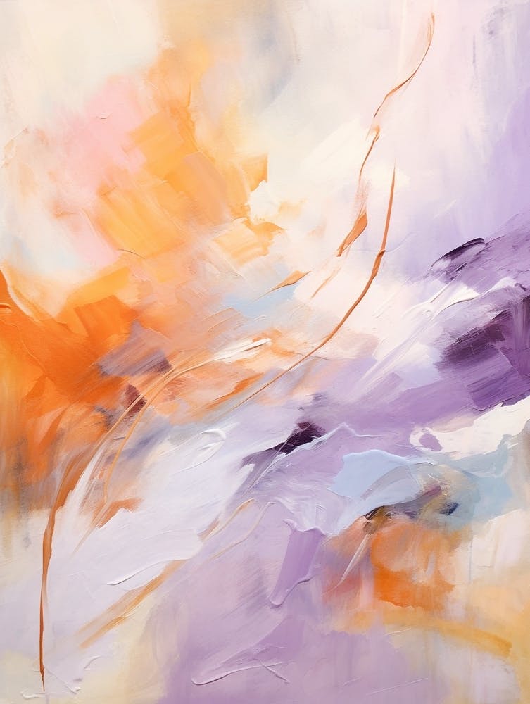 Lilac And Orange Autumn Abstract Painting 2
