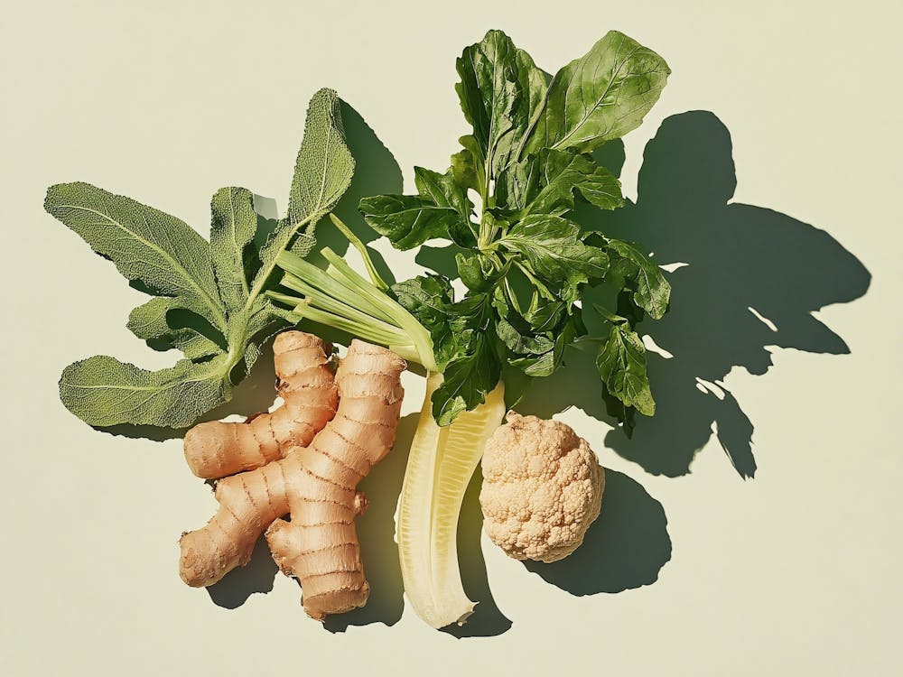 Vegetables On A Green Surface