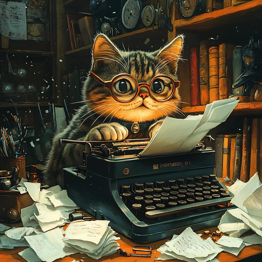 Funny Cat Writer Vintage 2