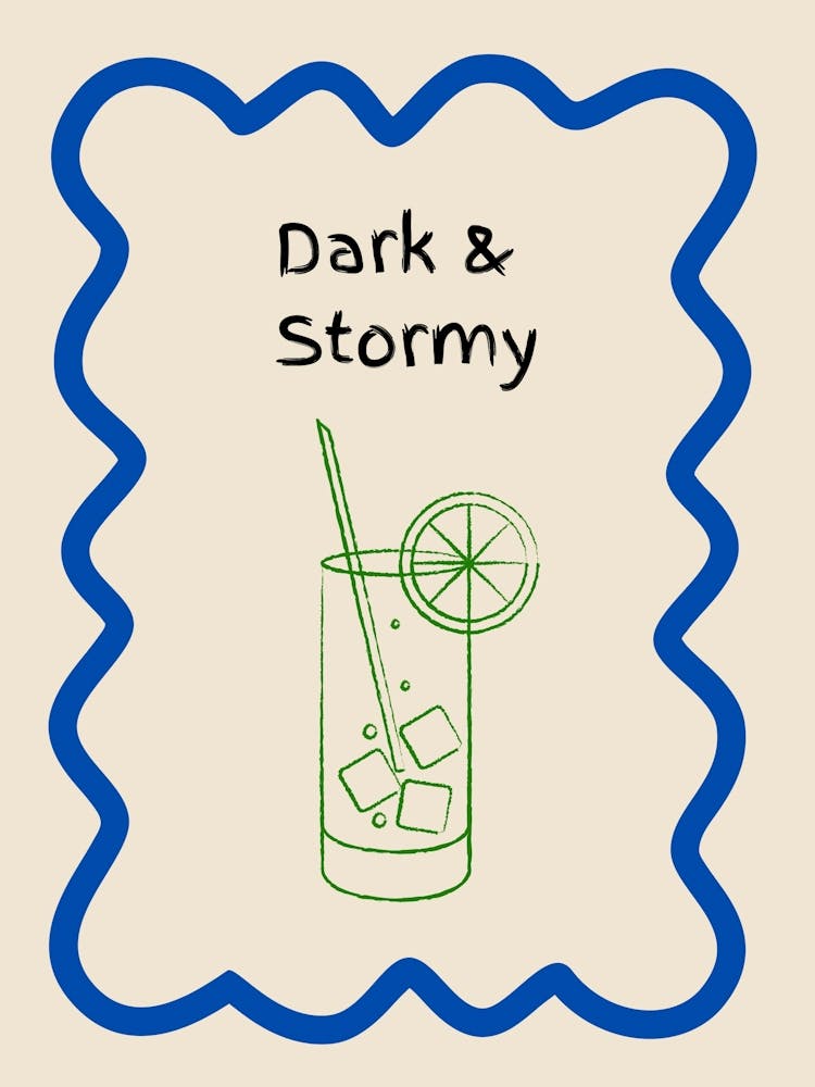 Dark & Stormy Doodle Poster Blue & Green