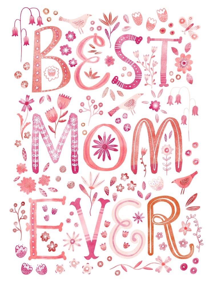 Best Mom Ever Watercolor Hand Lettered Art
