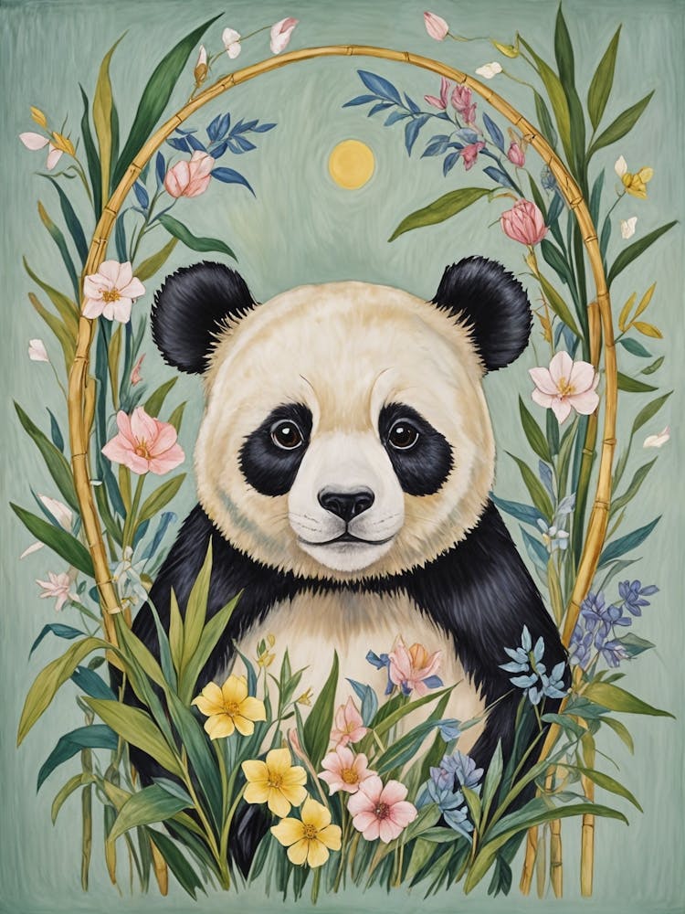 Panda Bear In The Bamboo Garden