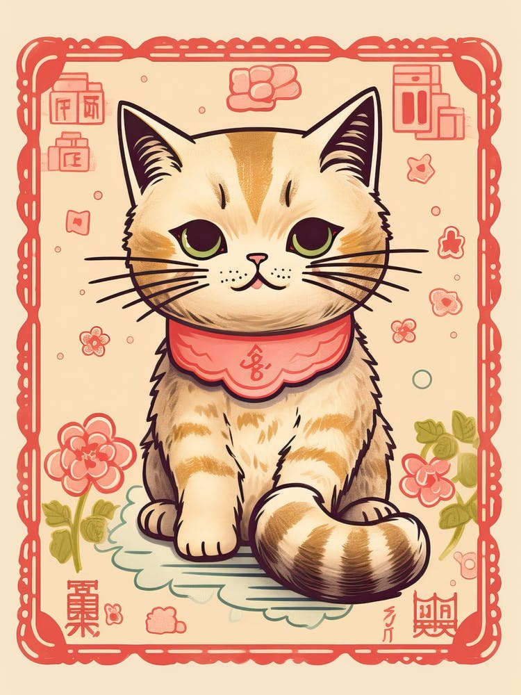 Kawaii Cat Drawings Collecting Stamps 3