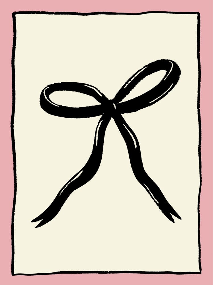 Black Bow with Pink Border