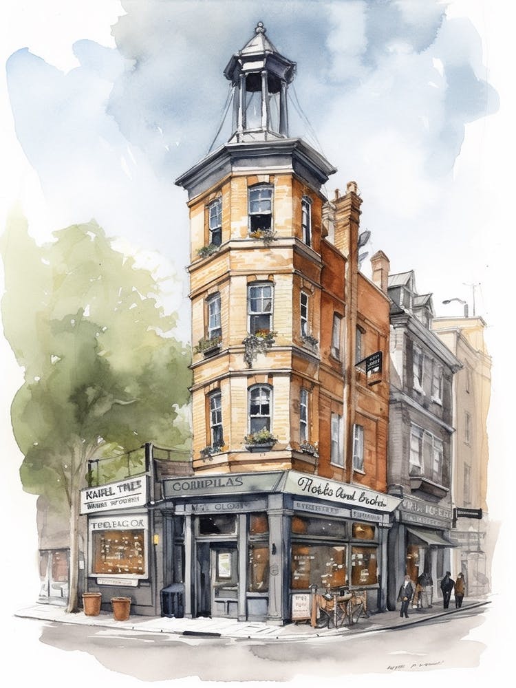 Spitalfields London Neighborhood, Watercolour 3