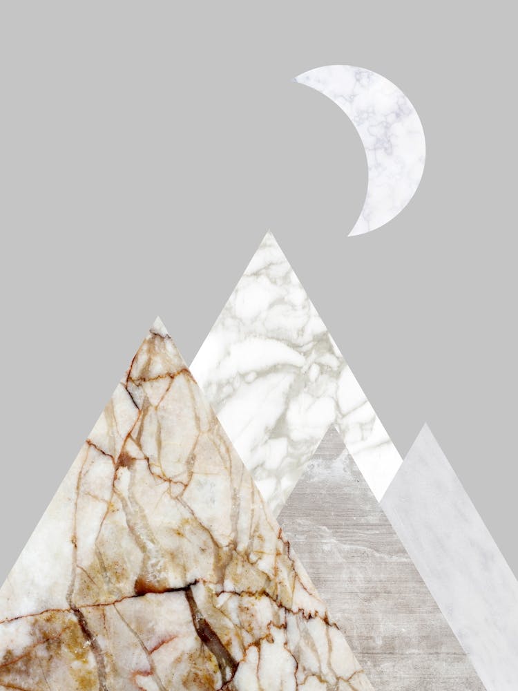 Moon and Marble Mountain Peaks Gray