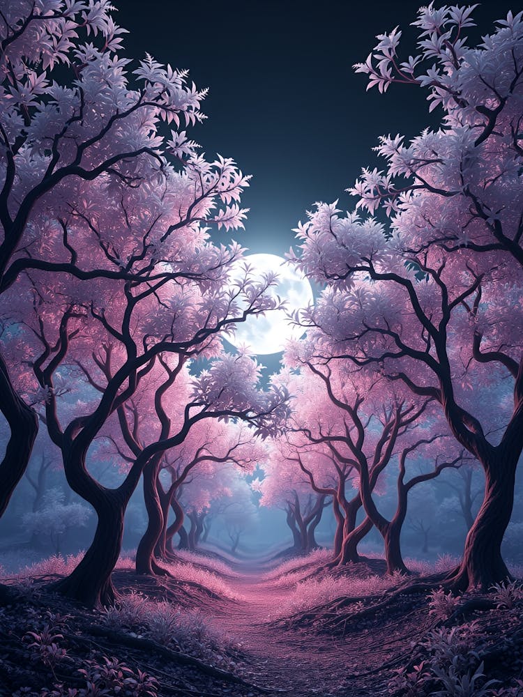 Sakurabäume In Der Nacht