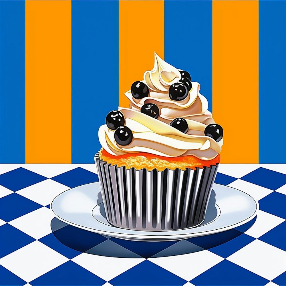 Cupcake Blue Checkerboard 5