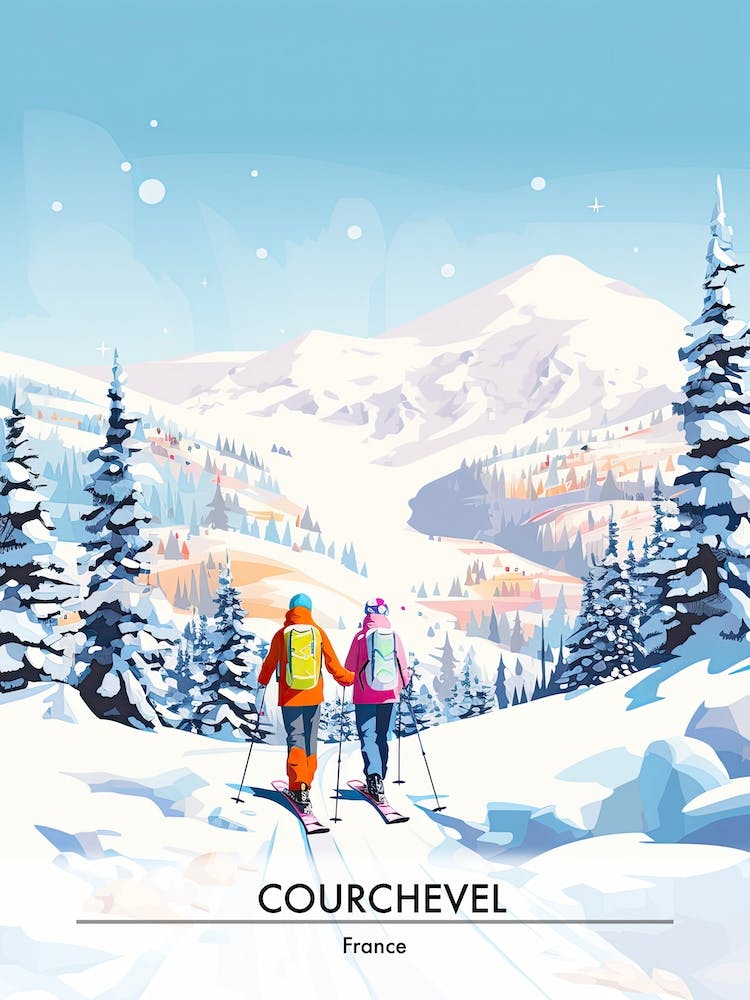 Courchevel   France, Ski Resort Poster Illustration 1