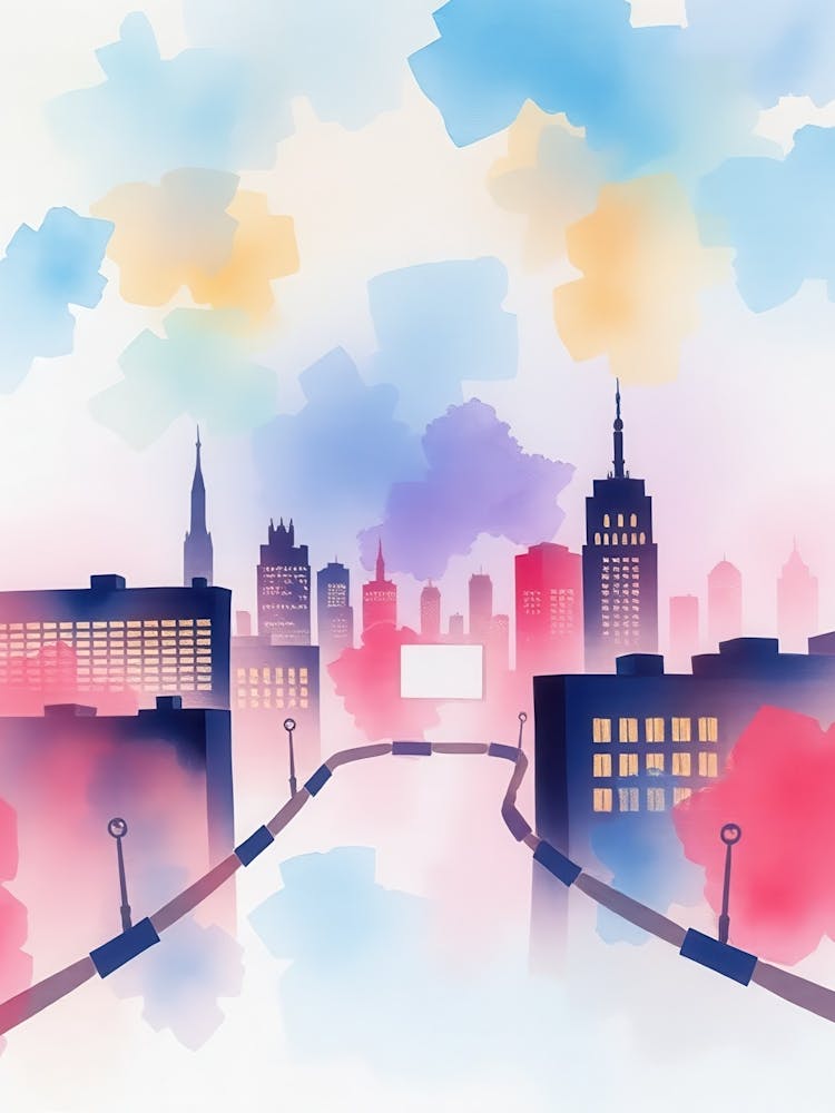 Watercolor City Skyline 2