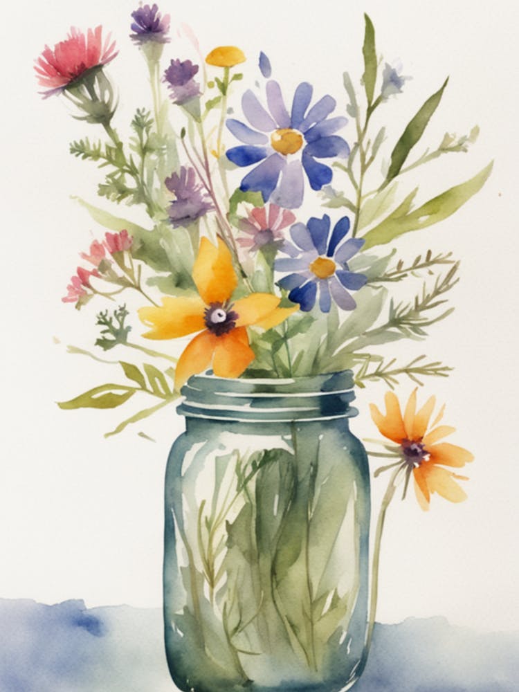 Wildflowers In A Mason Jar