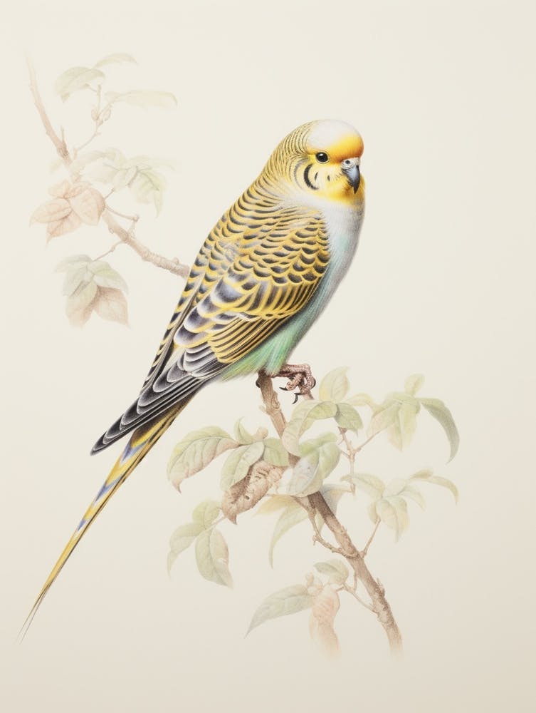Dessin d'Oiseau Vintage Perruche 3
