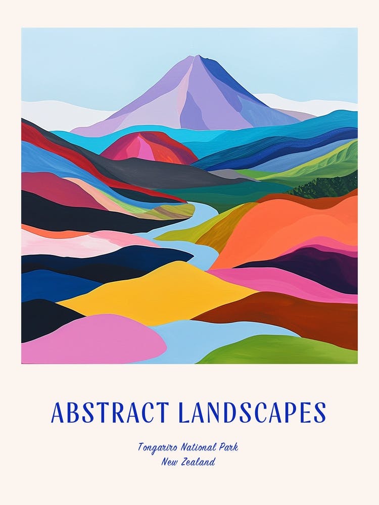 Colourful Abstract Tongariro National Park New Zealand 3 Poster Blue