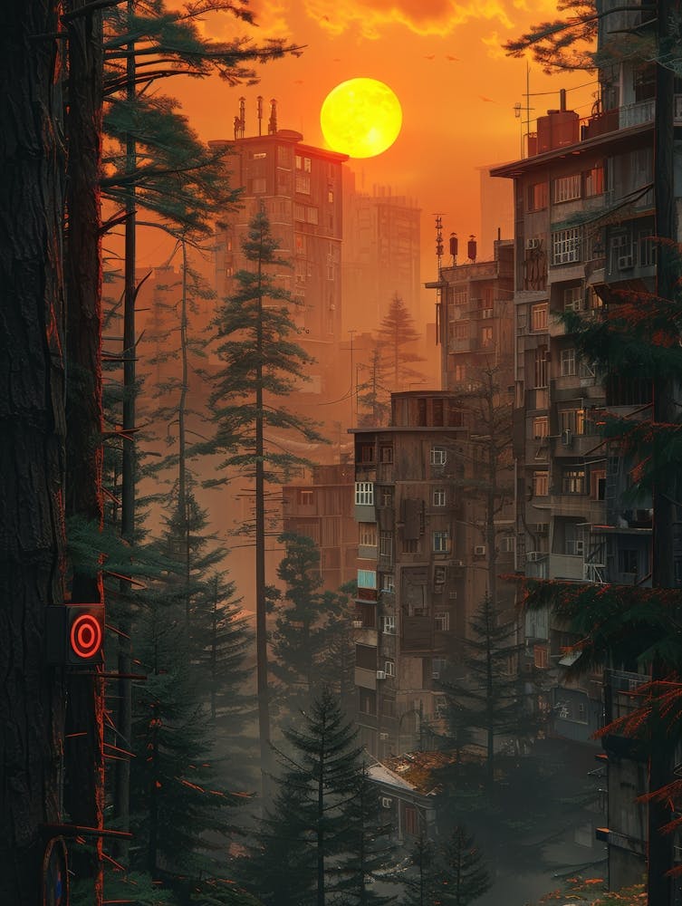 Coucher de Soleil Dans les Bois 1