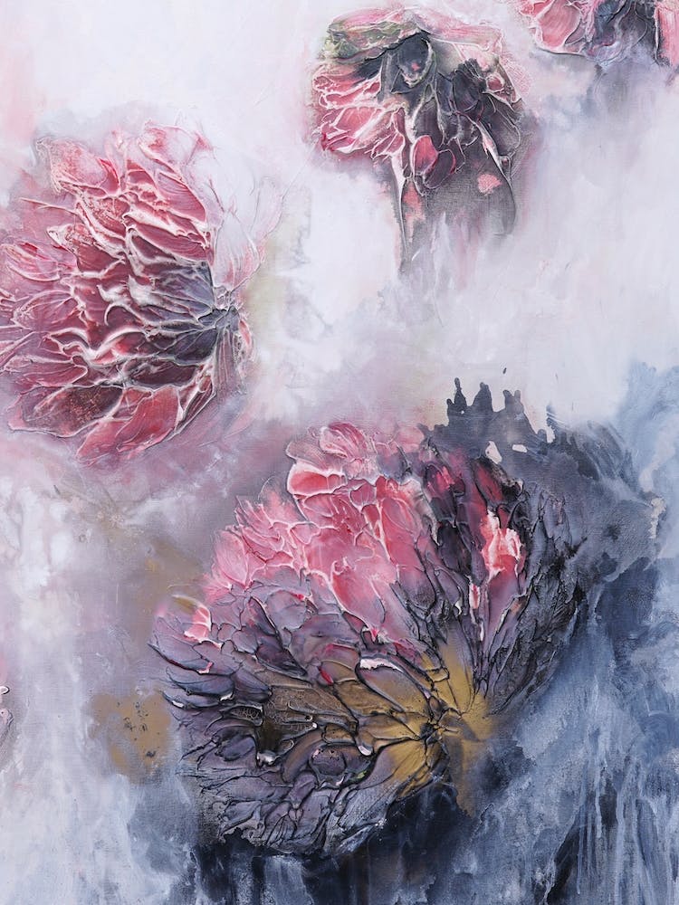 Coral Botanical Abstract Painting