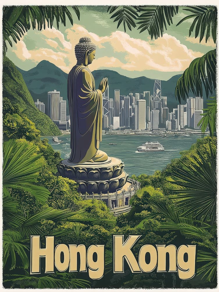 Aihrgdesign A Mid Century Modern Travel Poster For Hong Kong 7