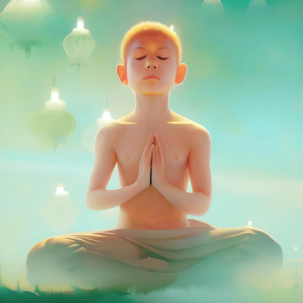 Meditating kid