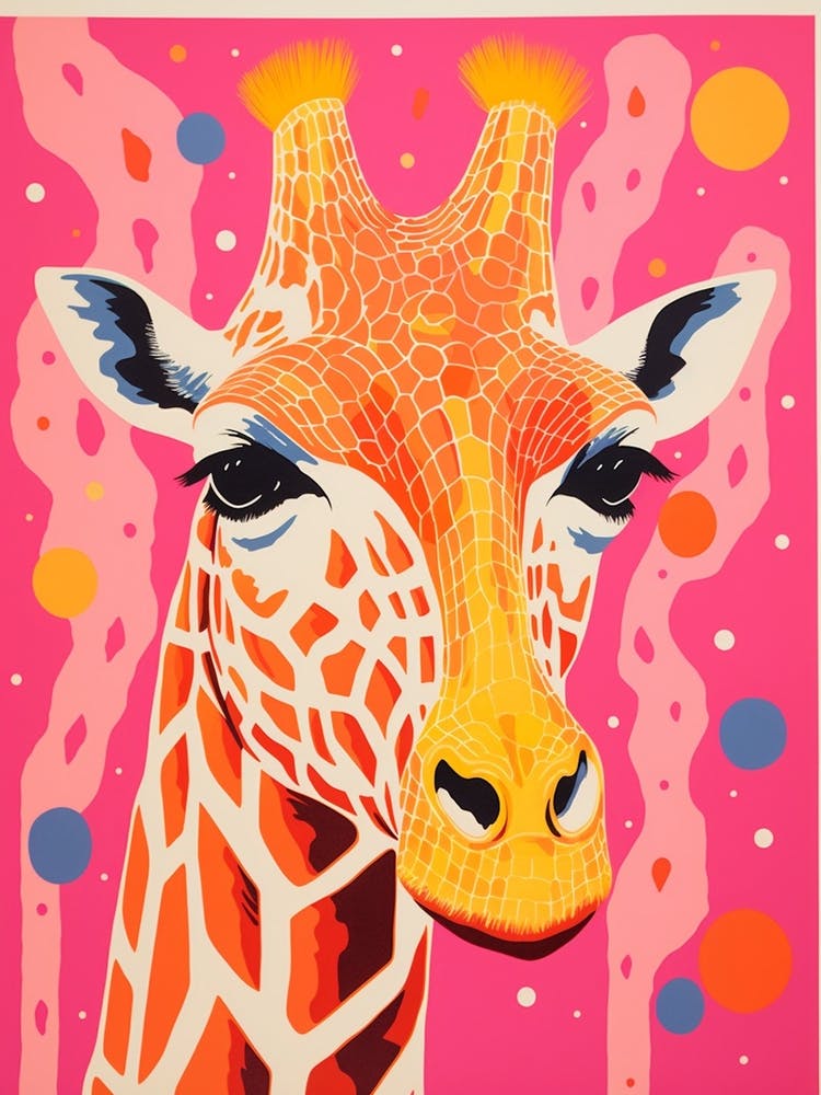 Abstract Giraffe Yellow & Pink Pattern 1