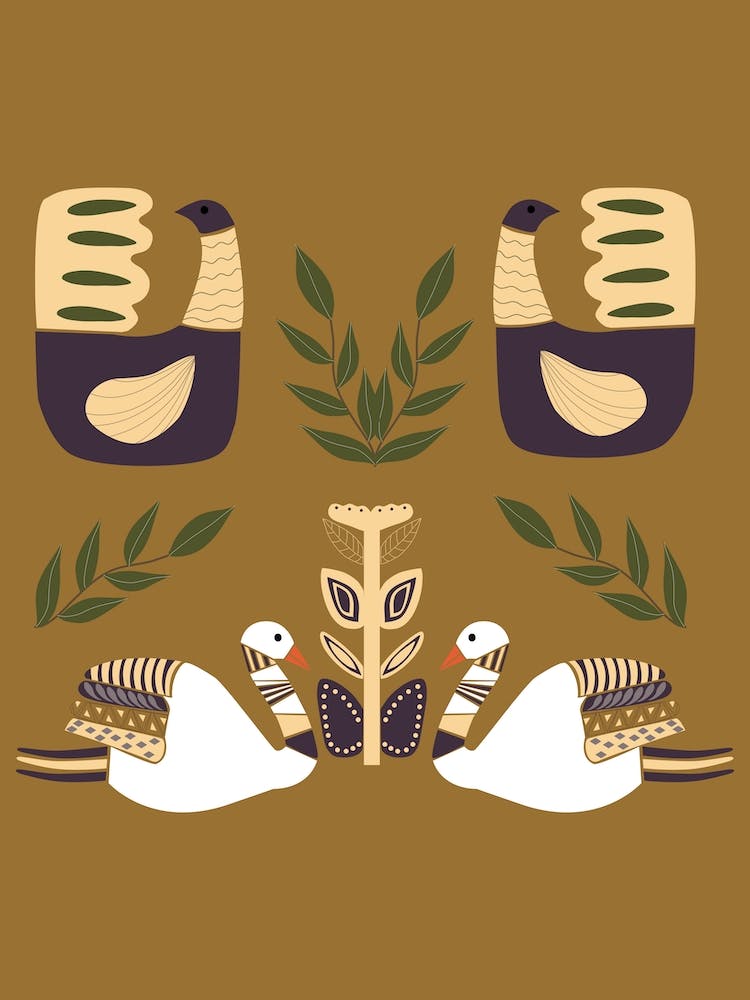 Folkie Elegamt Swans And Birds