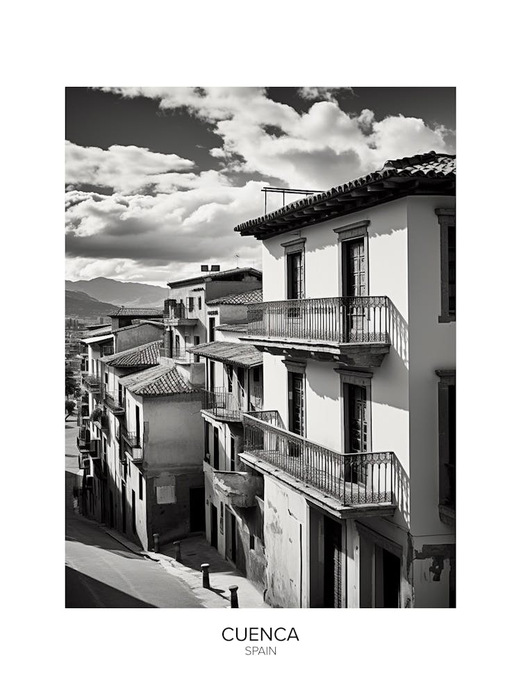 Poster Of Cuenca, Spain, Black And White Analogue Photography 4