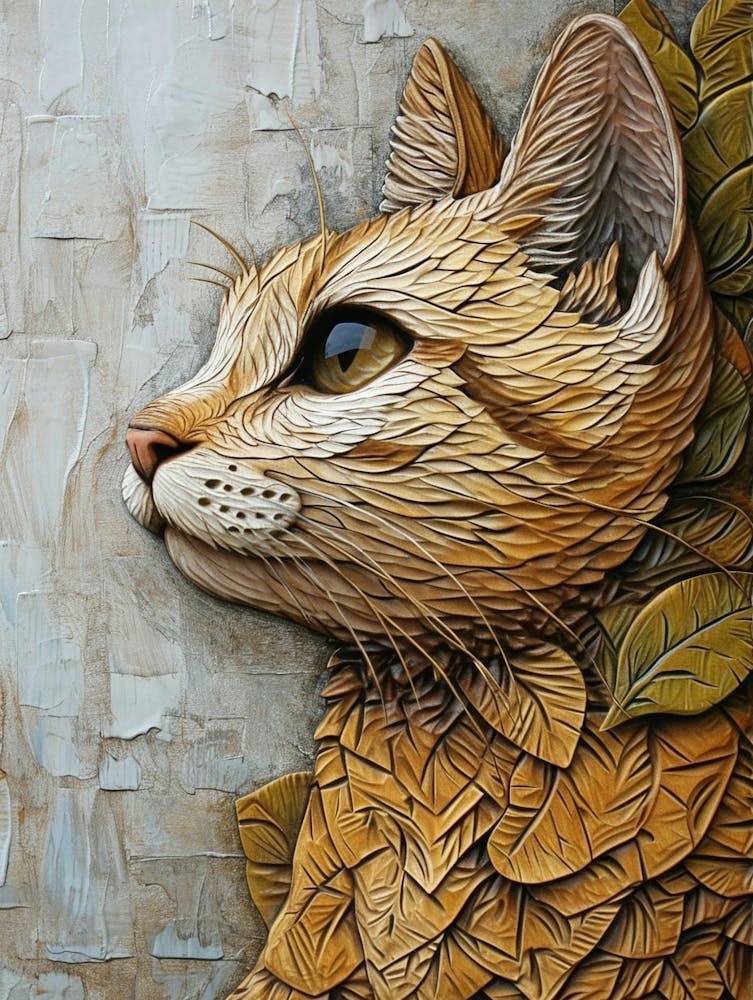Exotic Shorthair Cat Relief Illustration 4