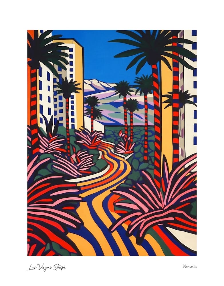 Las Vegas Stripe Nevada Matisse Style 1 Watercolour Travel Poster