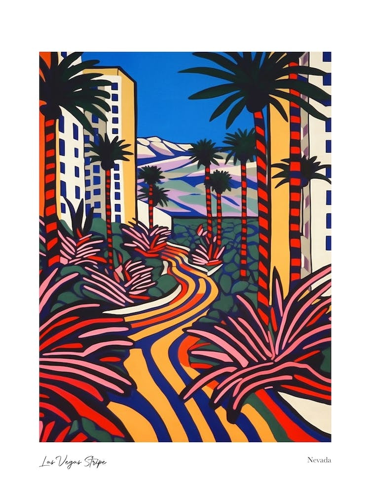 Las Vegas Stripe Nevada Matisse Style 1 Watercolour Travel Poster