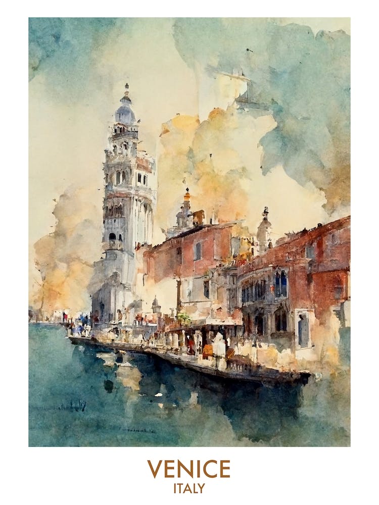 Venice Italy Watercolour Travel
