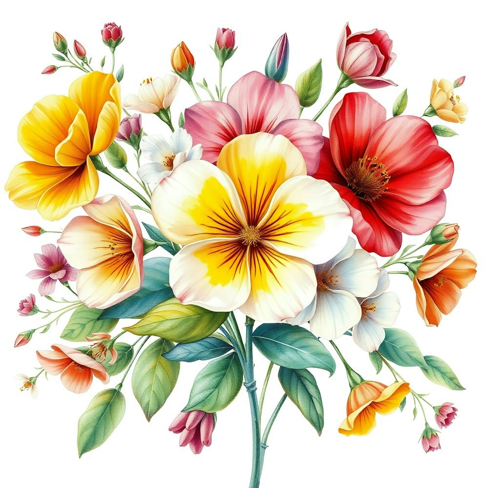 Watercolor Flowers Bouquet 3