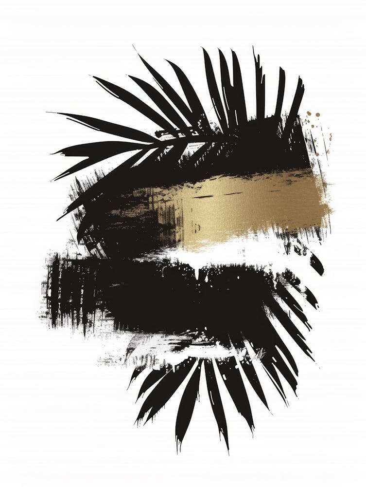 Abstract Black And Gold Palm Leaves