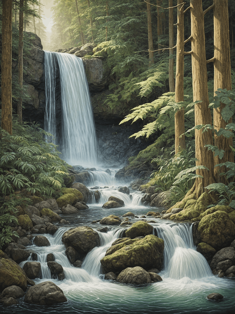 Lush Forest Waterfall no3