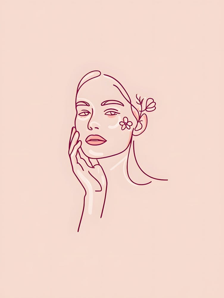 Calming Minimalist Line Art: Elegant Woman Face Print for Serene Decor